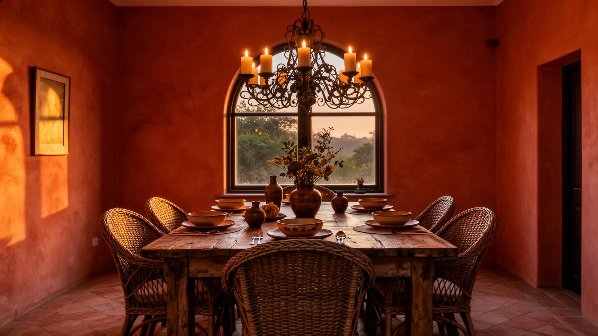 Terracotta Table — Dining Area in Jubilee Hills, Hyderabad, designed by Metaphore Designs Studio